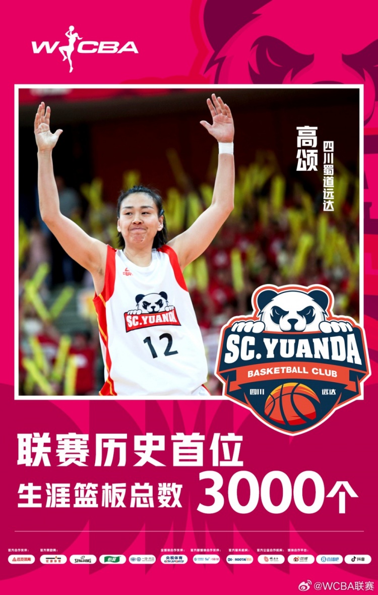 十八载铸就传奇！WCBA官方：高颂荣膺联赛历史首位篮板达3000球员
