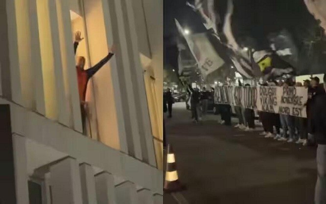 都体：尤文球迷来到酒店外支持新主帅，图多尔向球迷们挥手致意